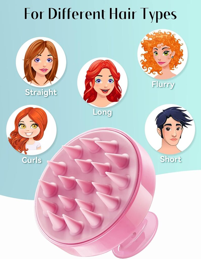 HEETA Hair Scalp Massager, Scalp Scrubber with Soft Silicone Bristles for Hair Growth  Dandruff Removal, Hair Shampoo Brush for Scalp Exfoliator, Pink
