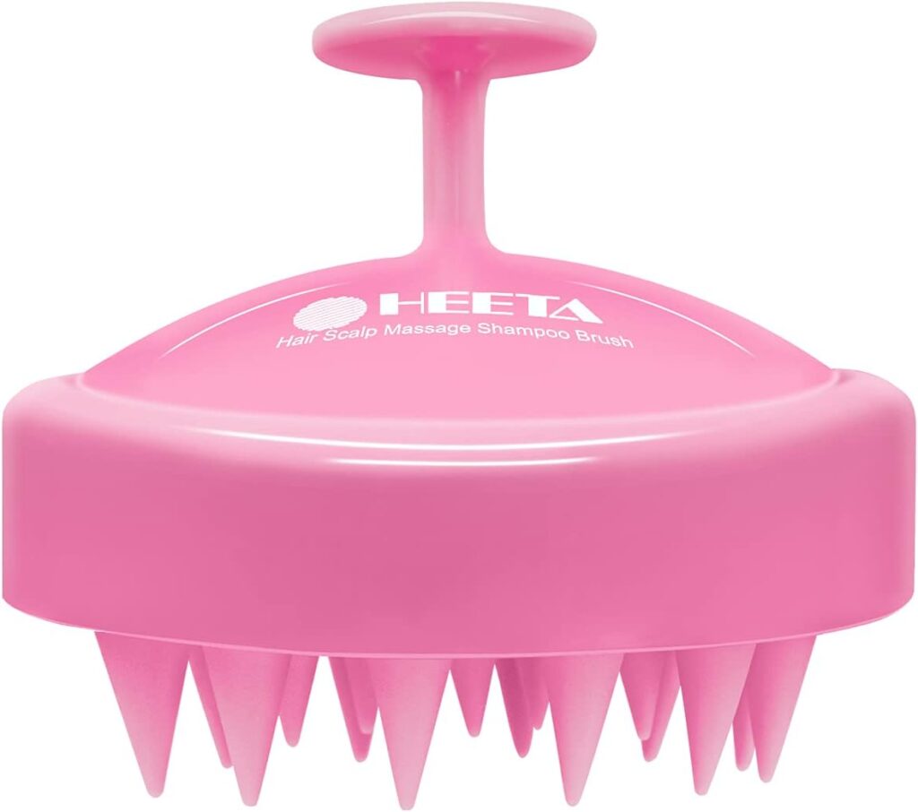 HEETA Hair Scalp Massager, Scalp Scrubber with Soft Silicone Bristles for Hair Growth  Dandruff Removal, Hair Shampoo Brush for Scalp Exfoliator, Pink