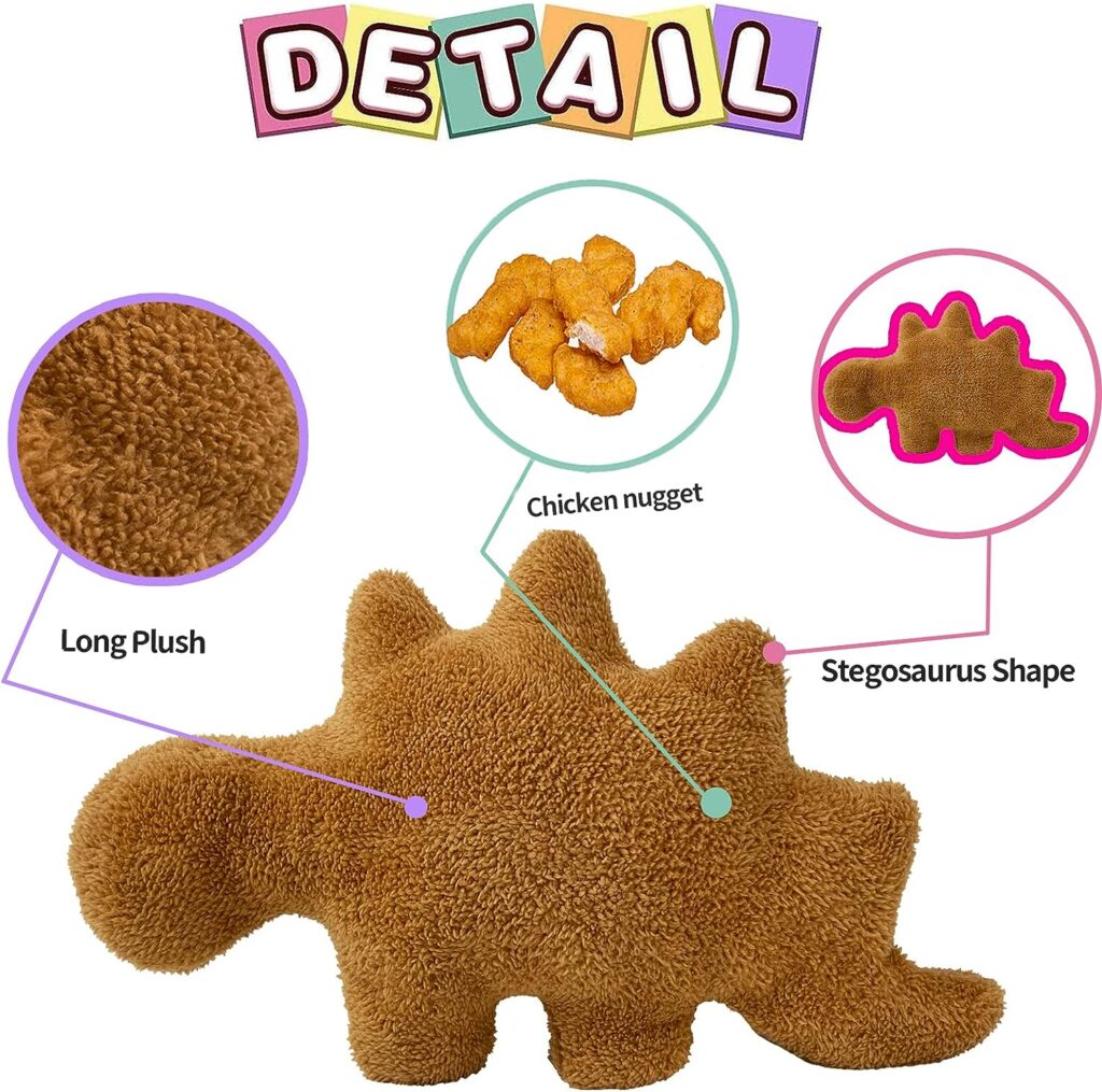 Isaacalyx Stegosaurus-18 inch Dino Chicken Nugget Plush, Soft Dinosaur Chicken Nuggets Pillow for Birthday Gifts, Dinosaur Theme Party Decorations (Dino-D)