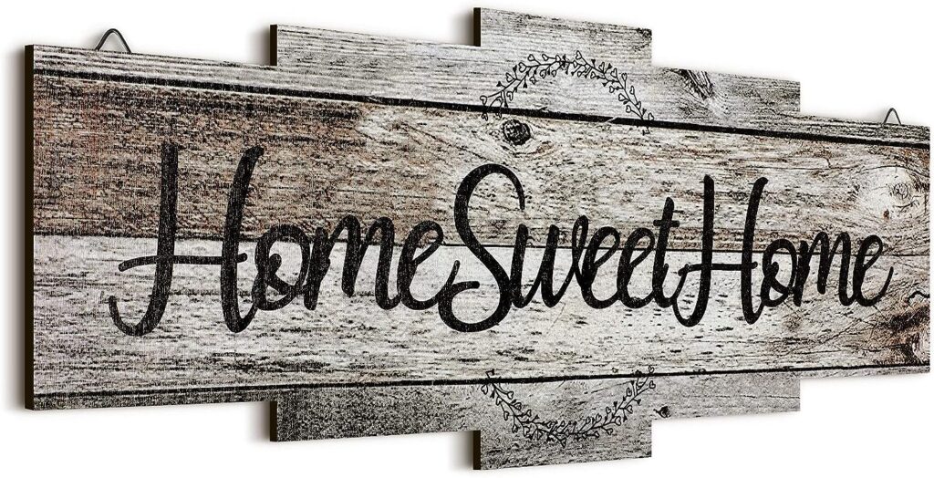 Jetec Home Sweet Home Sign, Rustic Wood , Large Farmhouse Home Plaque Wall Hanging Wooden Sign for Bedroom, Living Room, Wall, Wedding Decor (Gray)