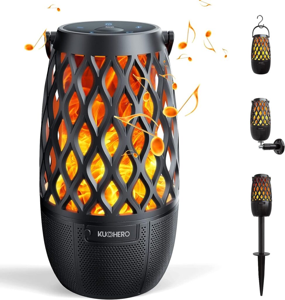 KuccHero Outdoor Bluetooth Speaker, LED Atmosphere Speaker Portable Waterproof Party Speaker, BT5.0, Electronic Gadgets Gifts for Men Women, Wall MountHookStake (Black-1PCS)
