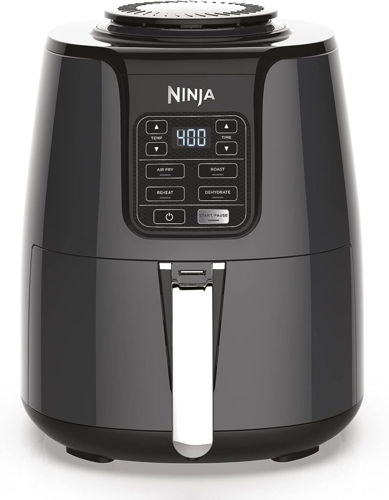 Ninja AF101 Air Fryer that Crisps, Roasts, Reheats,  Dehydrates, for Quick, Easy Meals, 4 Quart Capacity,  High Gloss Finish, Grey