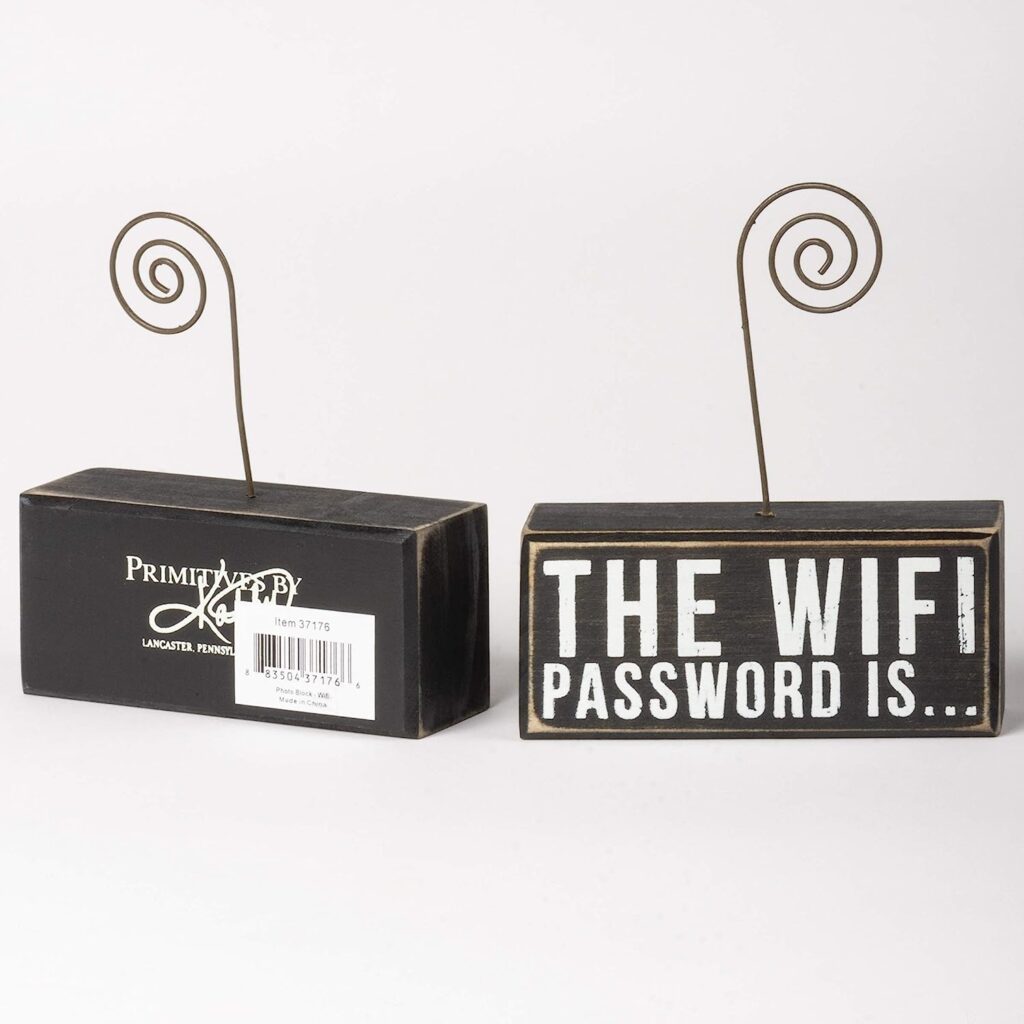 Primitives by Kathy 37176 Wood Photo Holder Block, The WIFI Password Is