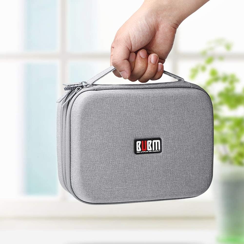 BUBM Electronic Organizer, Hard Shell Travel Gadget Case with Handle for Cables, USB Drives, Power Bank and More, Fit for iPad Mini