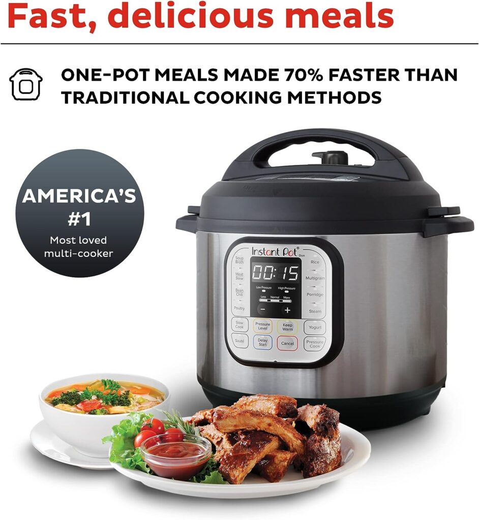 Instant Pot Duo 7-in-1 Electric Pressure Cooker, Slow Cooker, Rice Cooker, Steamer, Sauté, Yogurt Maker, Warmer  Sterilizer, Includes App With Over 800 Recipes, Stainless Steel, 6 Quart