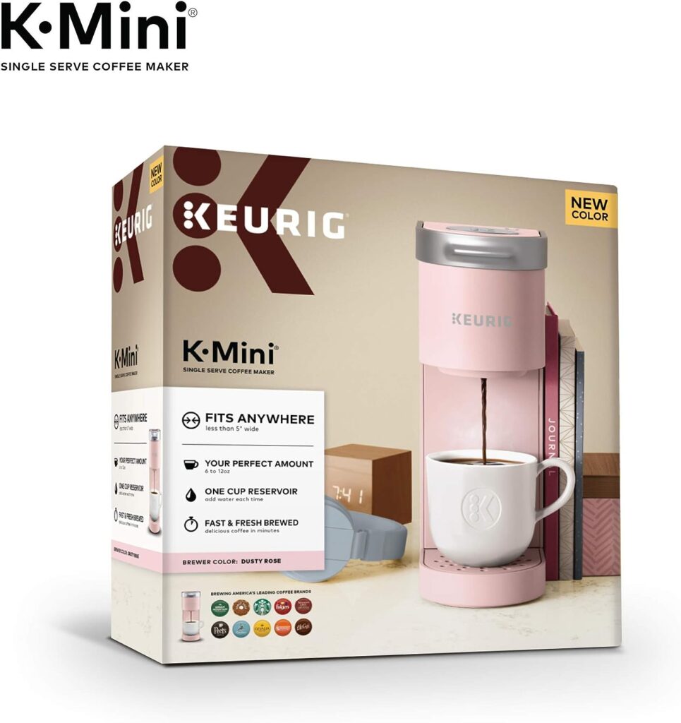 Keurig K-Mini Single Serve K-Cup Pod Coffee Maker, Dusty Rose, 6 to 12 oz. Brew Sizes