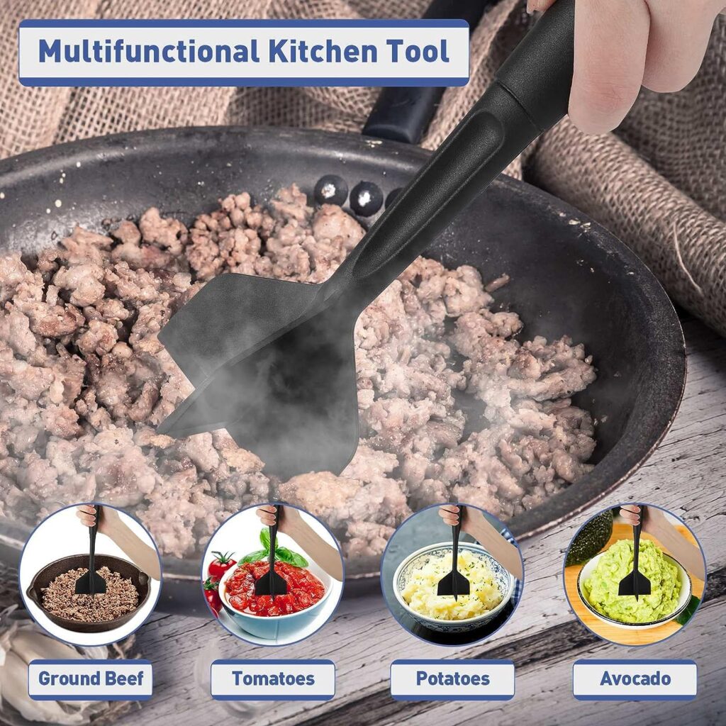 Meat Chopper, Hamburger Chopper, Premium Heat Nylon Resistant Meat Masher, Ground Beef Smasher, Meat Chopper for Ground Beef, Turkey, Meat, Potato Masher Kitchen Gadgets  Utensil