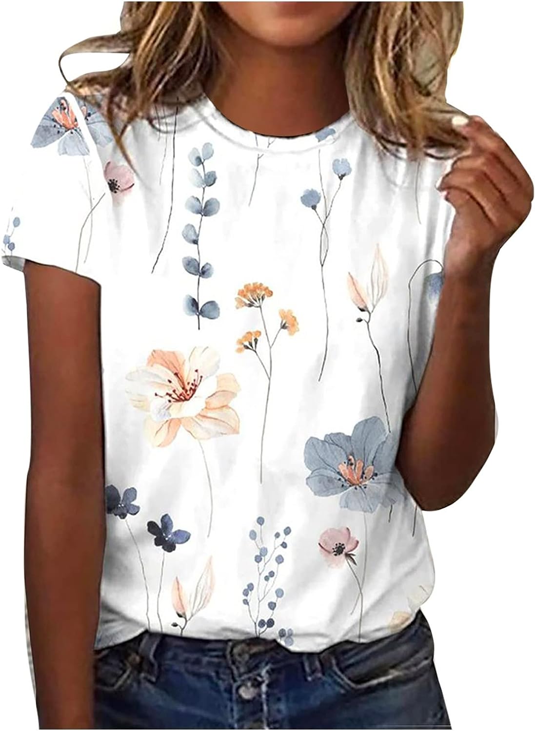 Retro Floral Short Sleeve Tops Dressy, Short Sleeve Blouses Dressy, Summer Tops Dressy, Short Sleeve Tops, Summer Short Sleeve Tops Dressy, Floral Tee Shirts 2023 Fashion at Amazon Women’s Clothing store