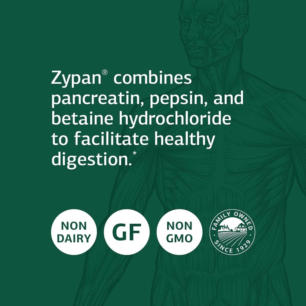 Standard Process Zypan - Whole Food Digestion and Digestive Health with Pepsin, Betaine Hydrochloride (Betaine HCl) and Pancreatin - Gluten Free - 330 Tablets