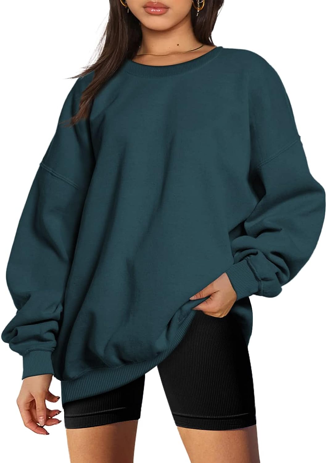 Trendy Queen Oversized Sweatshirts for Women Fleece Hoodies Crewneck Pullover Comfy Sweaters Clothes Fall Winter Fashion 2023