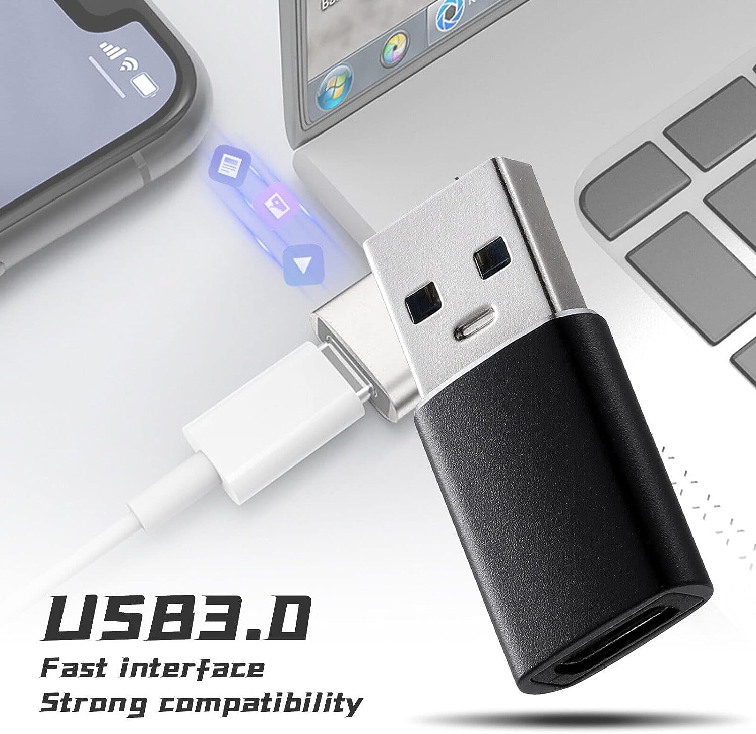 USB C to USB Adapter 3.0 Pack of 2- Fast Data Transfer  Charger Converter for Multiple Compatible Devices - USB C Female to Male Adapter - Cool Electronics Gadget