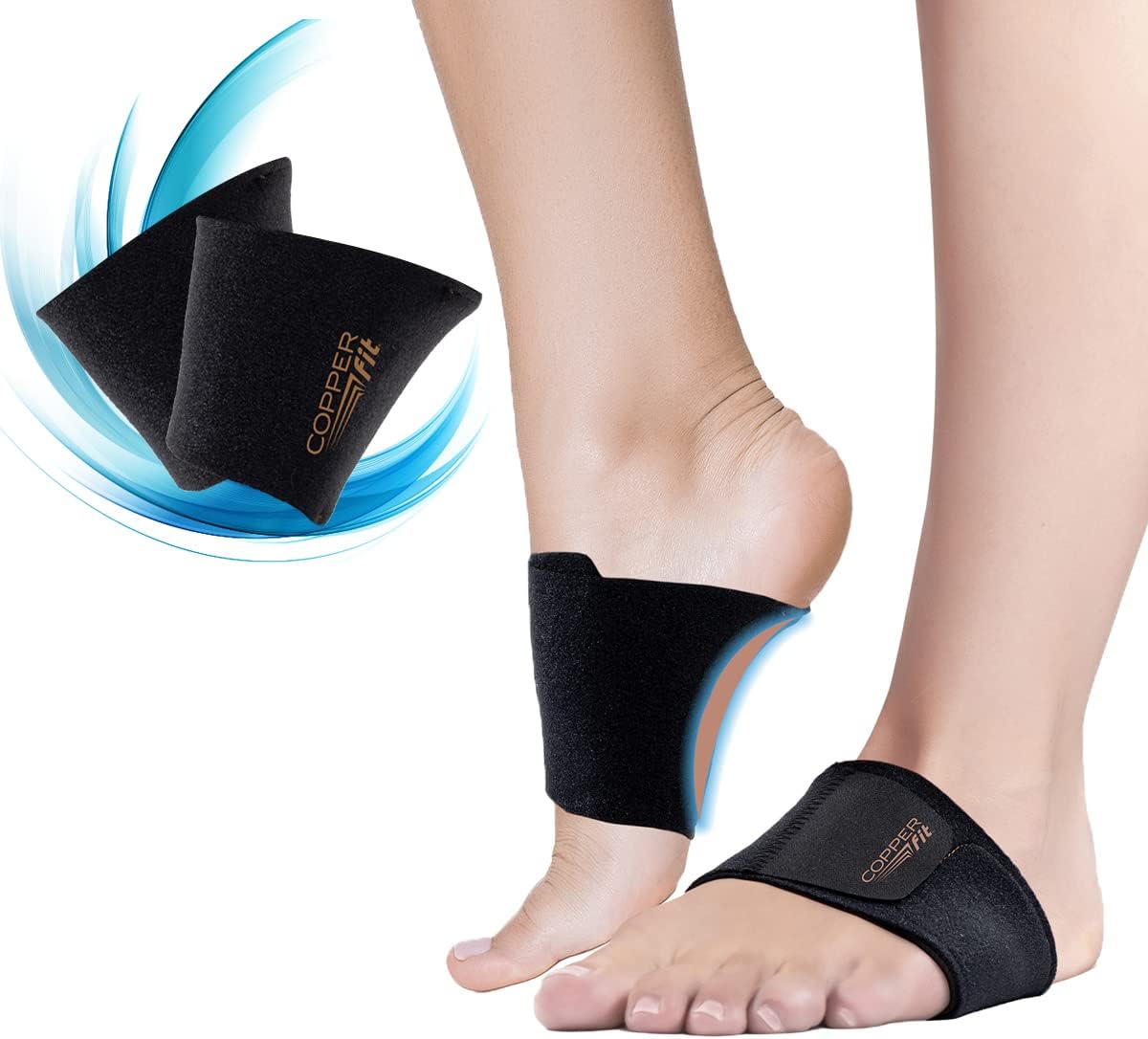 Copper Fit Health Unisex Arch Relief Plus with Built-In Orthotic Support, Black