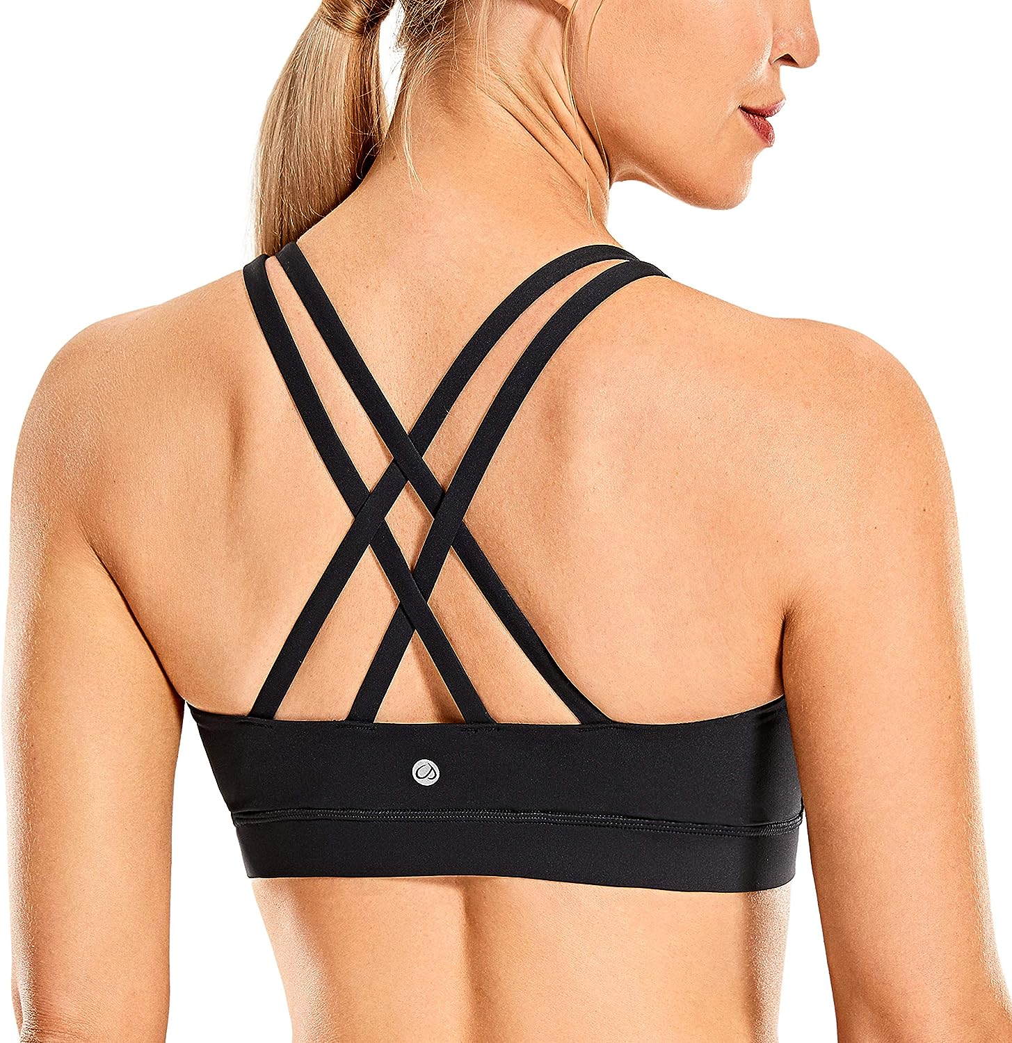 CRZ YOGA Womens Strappy Sports Bras Fitness Workout Padded Yoga Bra Criss Cross Back