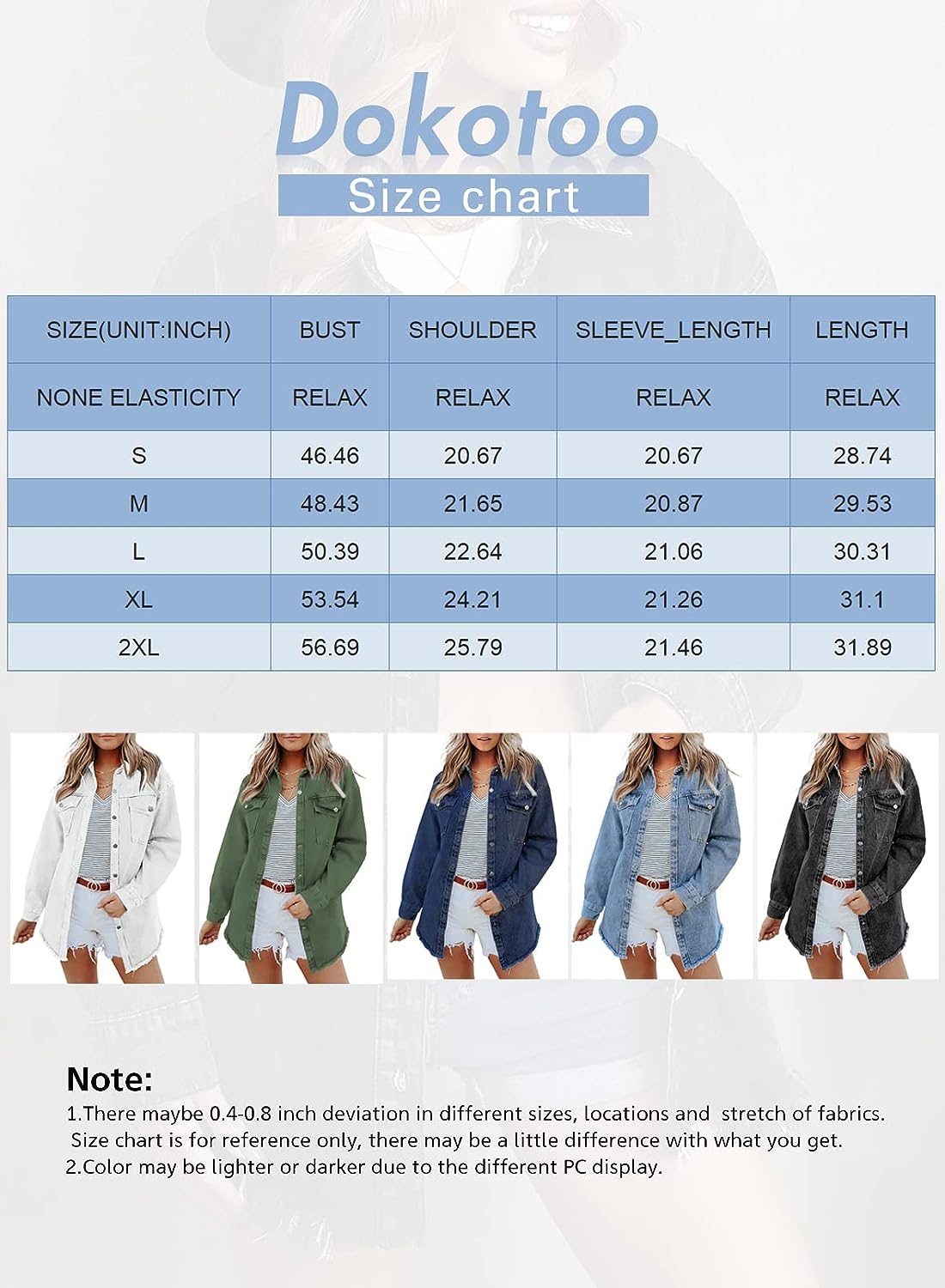 Dokotoo Womens Oversized Denim Jacket Casual Long Boyfriend Distresse Jean Jacket Autumn Spring