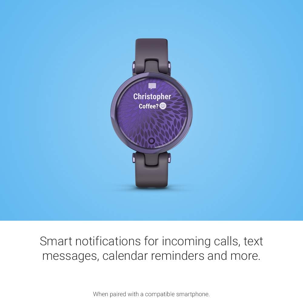 Garmin Lily™, Small Smartwatch with Touchscreen and Patterned Lens, Dark Purple , 1 inch