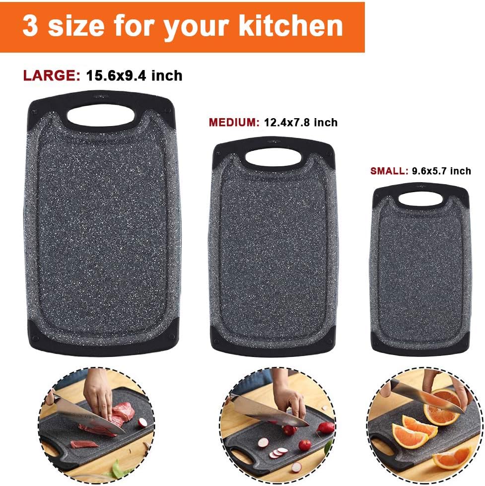KIMIUP Kitchen Cutting Board (Set of 3),Professional Chopping Boards Sets,Dishwasher Safe Cutting Boards With Juice Grooves  Carrying Handle  No BPA