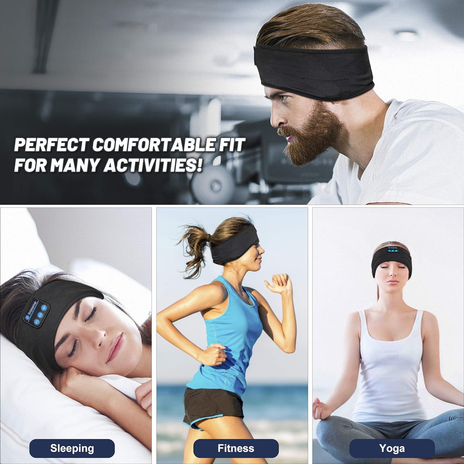 Perytong Sleep Headphones Wireless, Bluetooth Sports Headband Headphones with Ultra-Thin HD Stereo Speakers, unisex, Perfect for Sleeping,Workout,Jogging,Yoga,Insomnia, Air Travel, Meditation