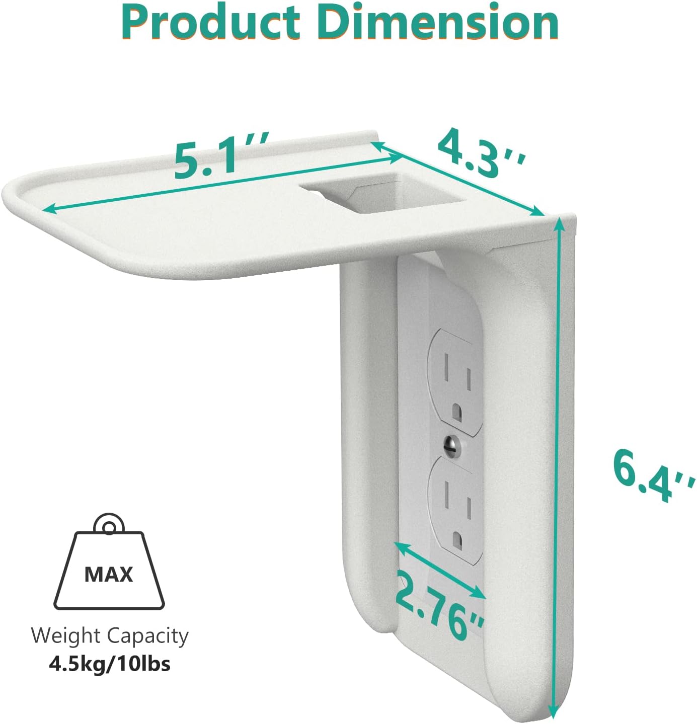 WALI Outlet Shelf Wall Holder, Standard Vertical Duplex DecorativeOutlet Space Saving for Smart Home Speakers, Power Tools, Toothbrush, Home Mini up to 10lbs (OLS001-W), 1 Pack, White