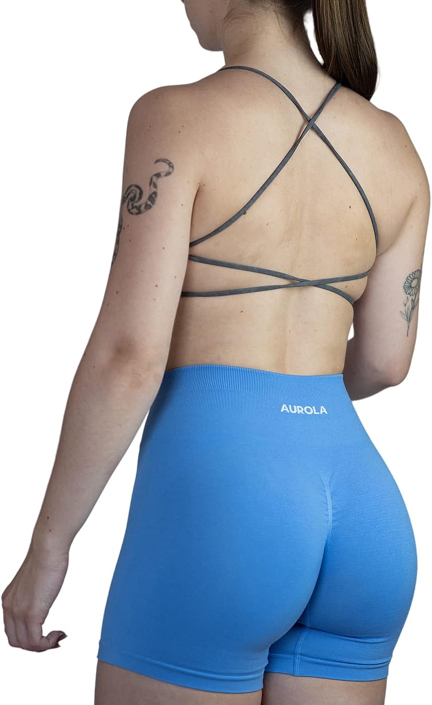 AUROLA Workout Sports Bras Women Athletic Removable Backless Strappy Criss Cross Light Support Gym Fitness Yoga Crop Bra