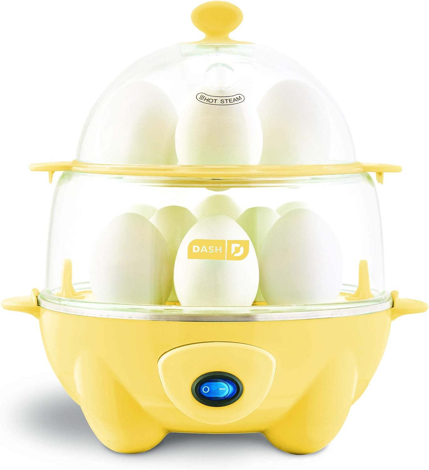 DASH Deluxe Rapid Egg Cooker for Hard Boiled, Poached, Scrambled Eggs, Omelets, Steamed Vegetables, Dumplings  More, 12 capacity, with Auto Shut Off Feature - Red