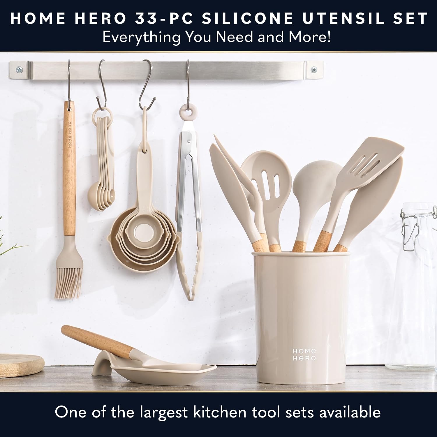 Home Hero Kitchen Utensils Set - Cooking Utensils Set with Spatula - First Home Essentials Utensil Sets - Household Essentials - Kitchen Gadgets  Kitchen Tool Gift (25 Pcs Set - Black)