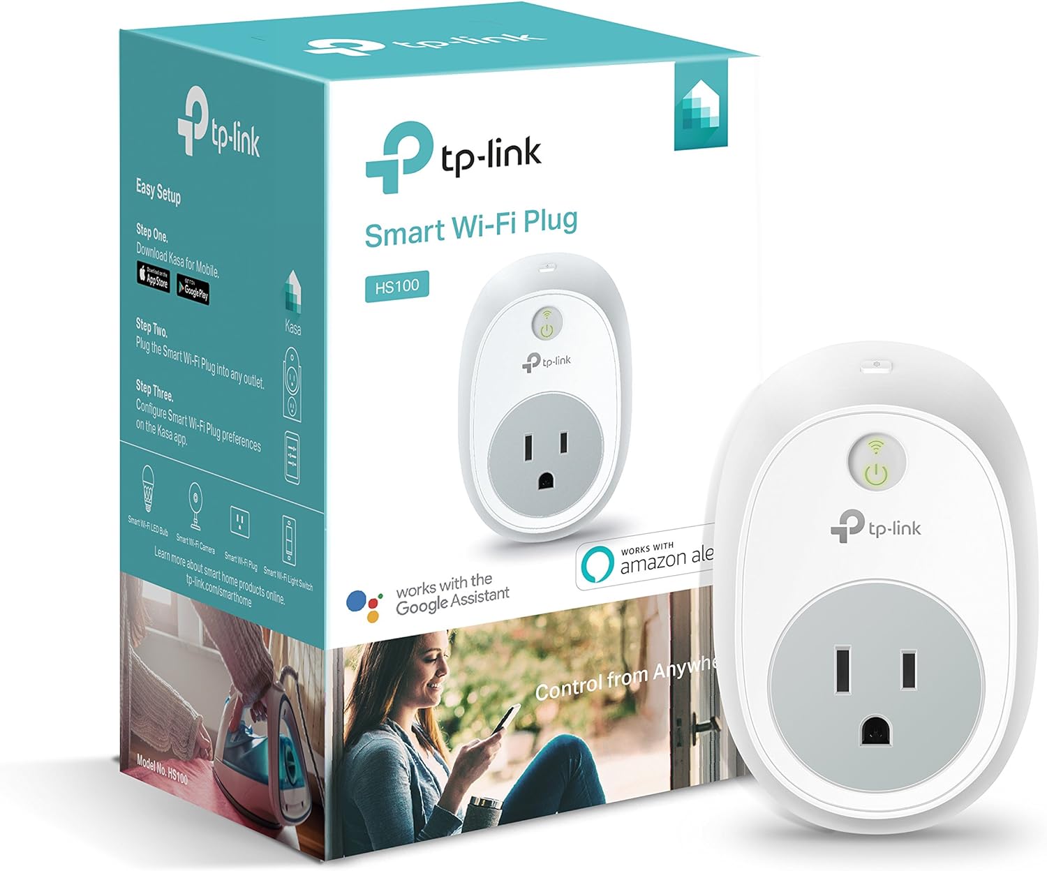 Kasa Smart HS100 WiFi Smart Plug, Classic 1-Pack, White