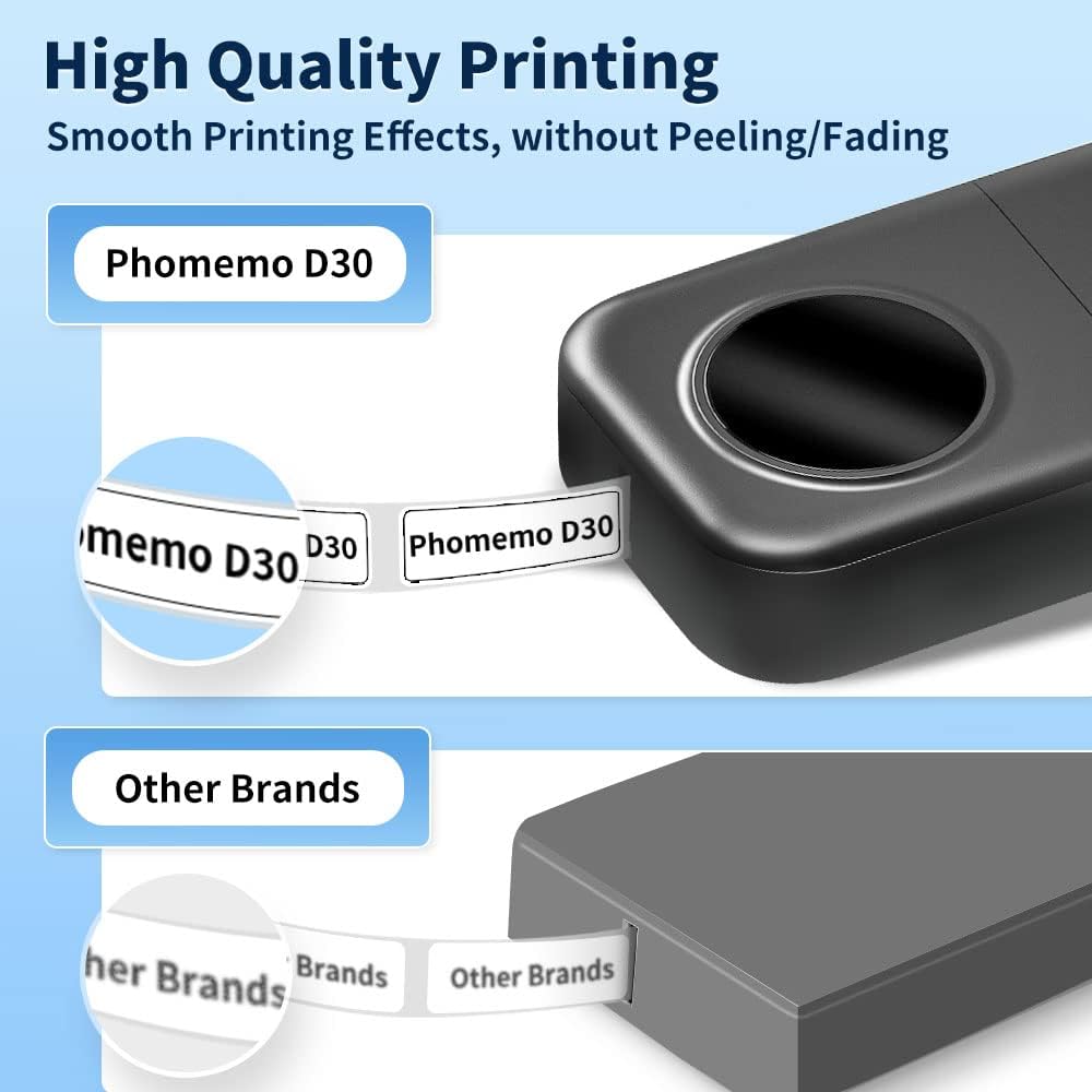Phomemo D30 Mini Thermal Label Printer Portable Sticker Maker, Bluetooth Inkless Label Makers for HomeSmall BusinessProductsOrganizing Work for 0.23 0.35 0.47 inch 12mm Tape