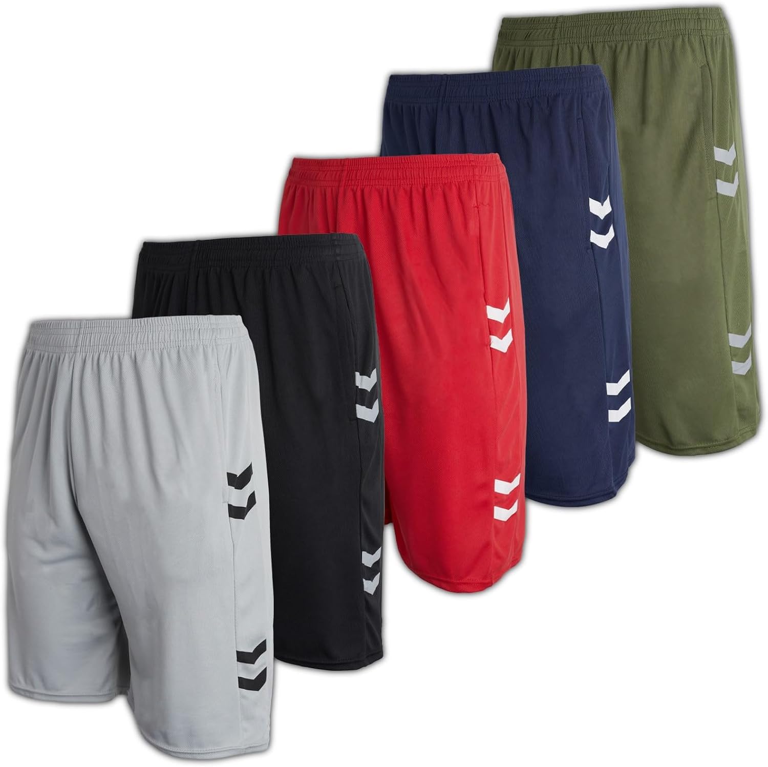 Real Essentials 5 Pack: Mens Mesh Athletic Performance Gym Shorts with Pockets (S-3X)