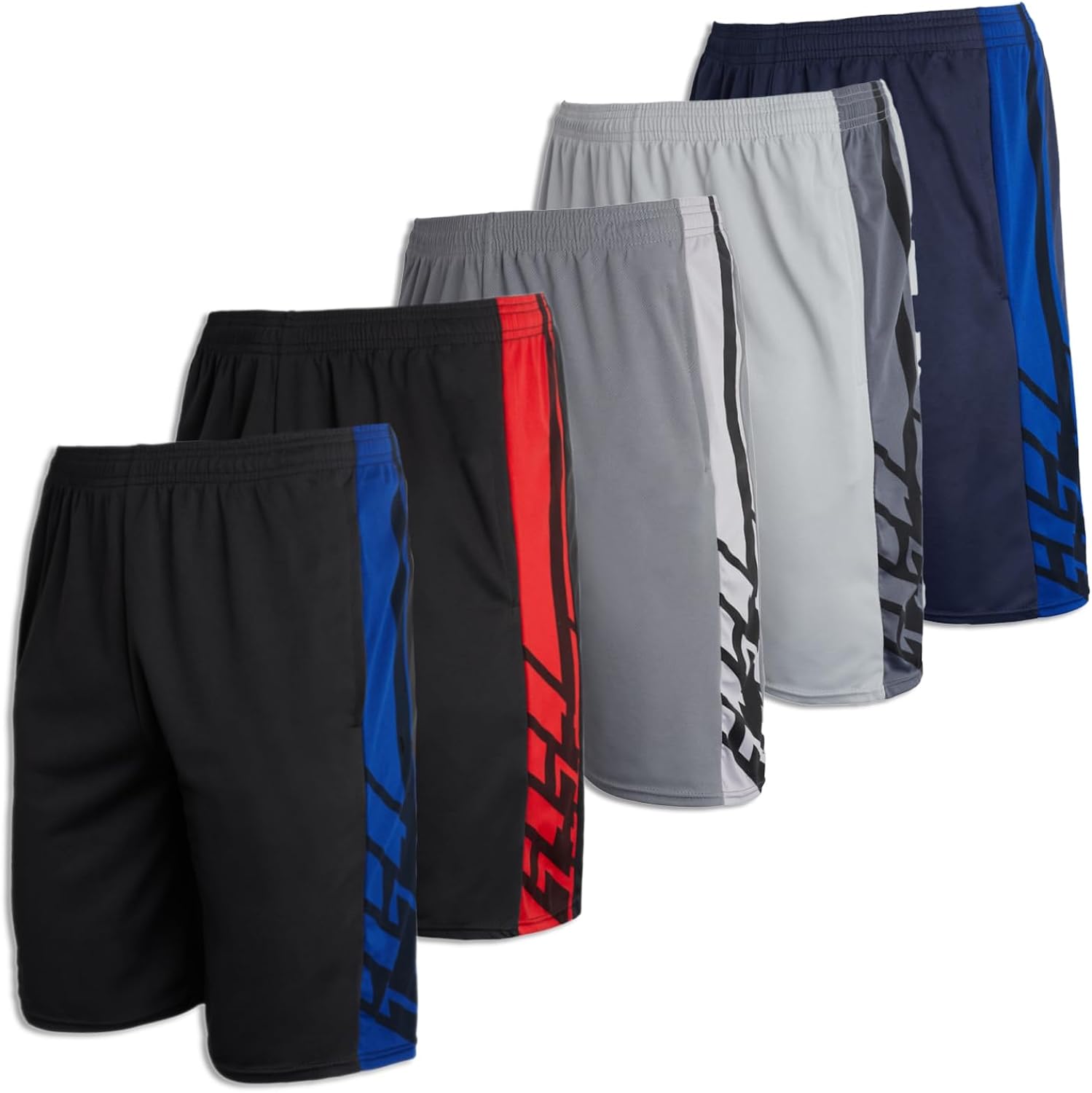 Real Essentials 5 Pack: Mens Mesh Athletic Performance Gym Shorts with Pockets (S-3X)