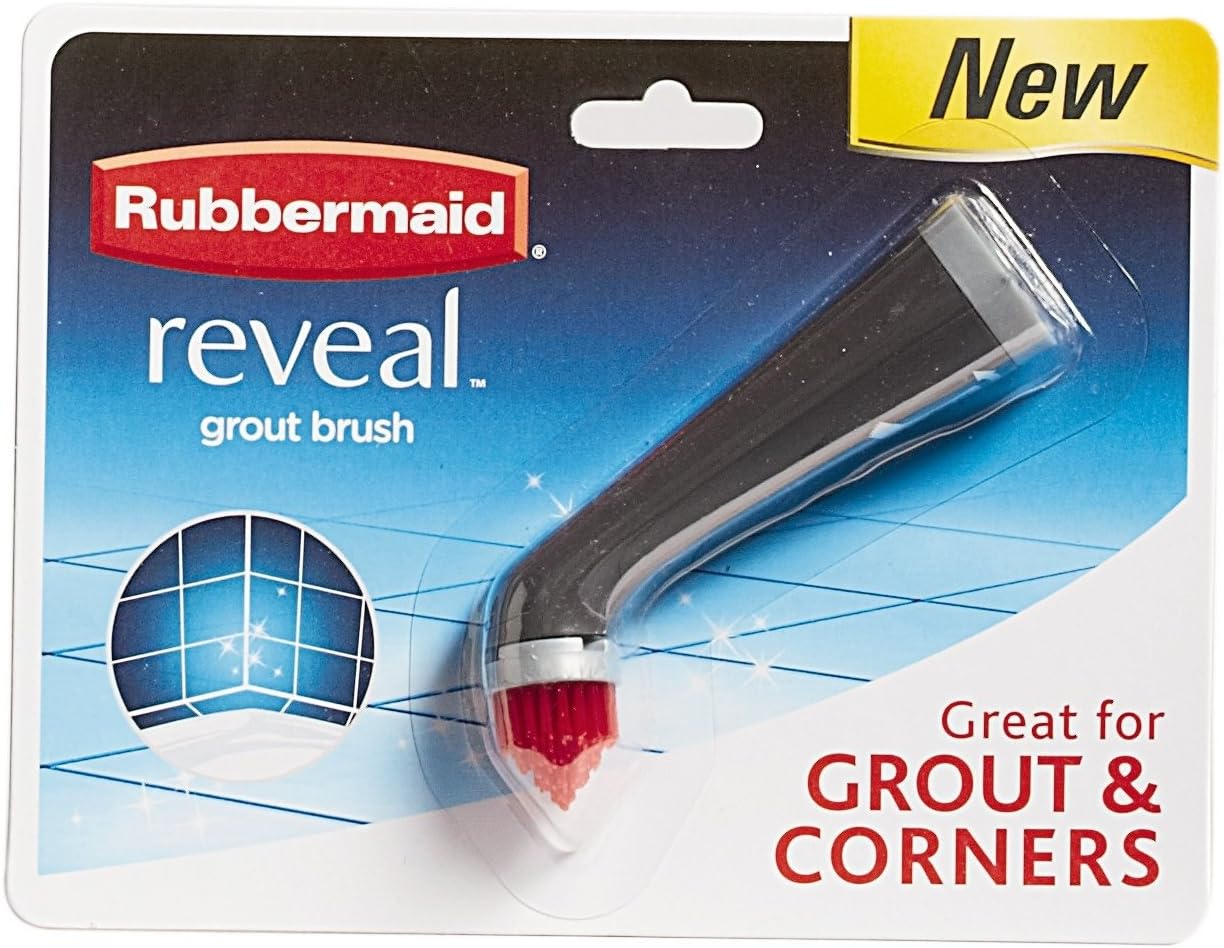 Rubbermaid Reveal Cordless Battery Power Scrubber, Gray/Red, Multi-Purpose Scrub Brush Cleaner for Grout/Tile/Bathroom/Shower/Bathtub, Water Resistant, Lightweight, Ergonomic Grip (1839685)