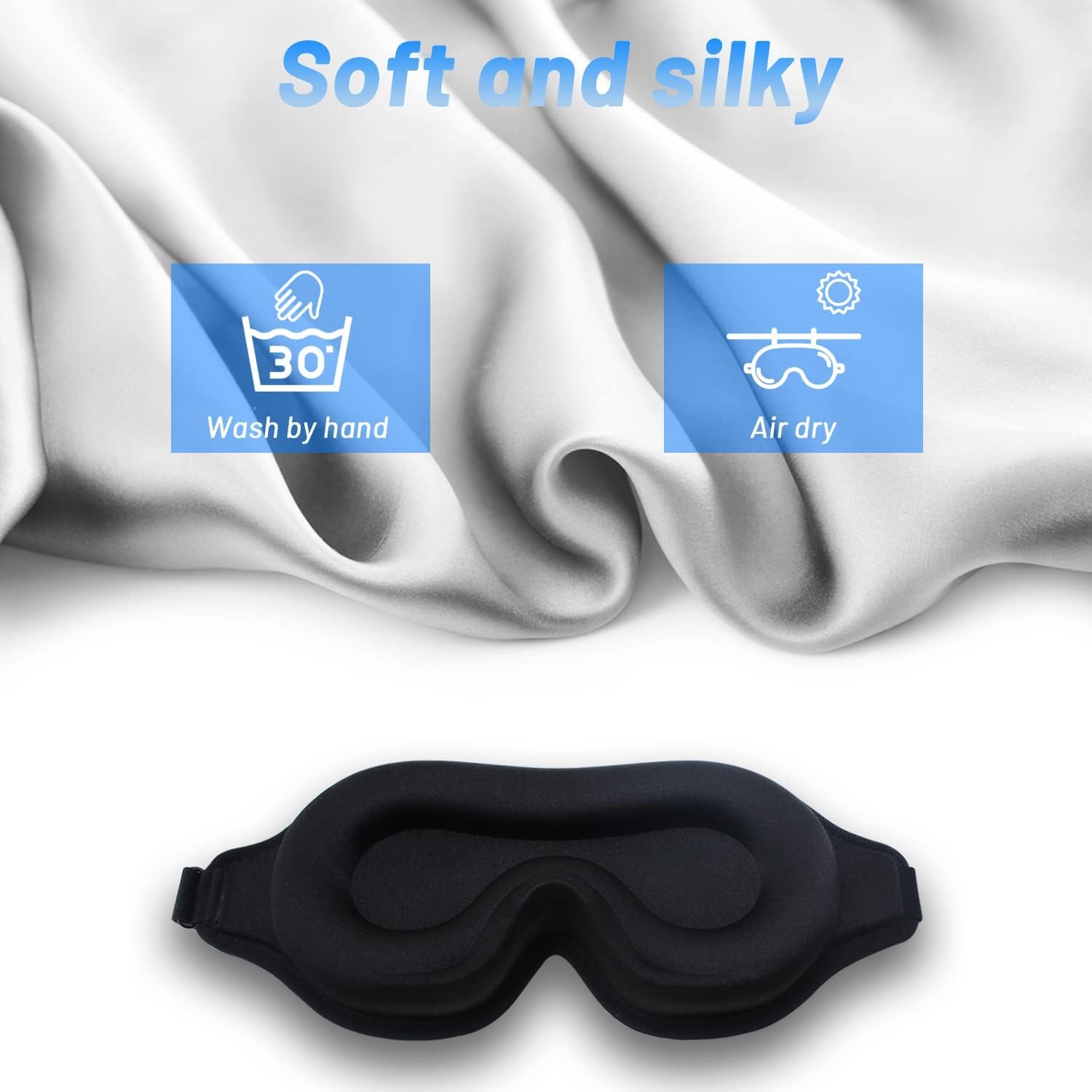 Albatross Health New England Sleep Mask for Men Women, Upgraded 3D Contoured Cup Eye mask with Adjustable Strap, Breathable  Soft for Sleeping, Yoga, Traveling (Black)