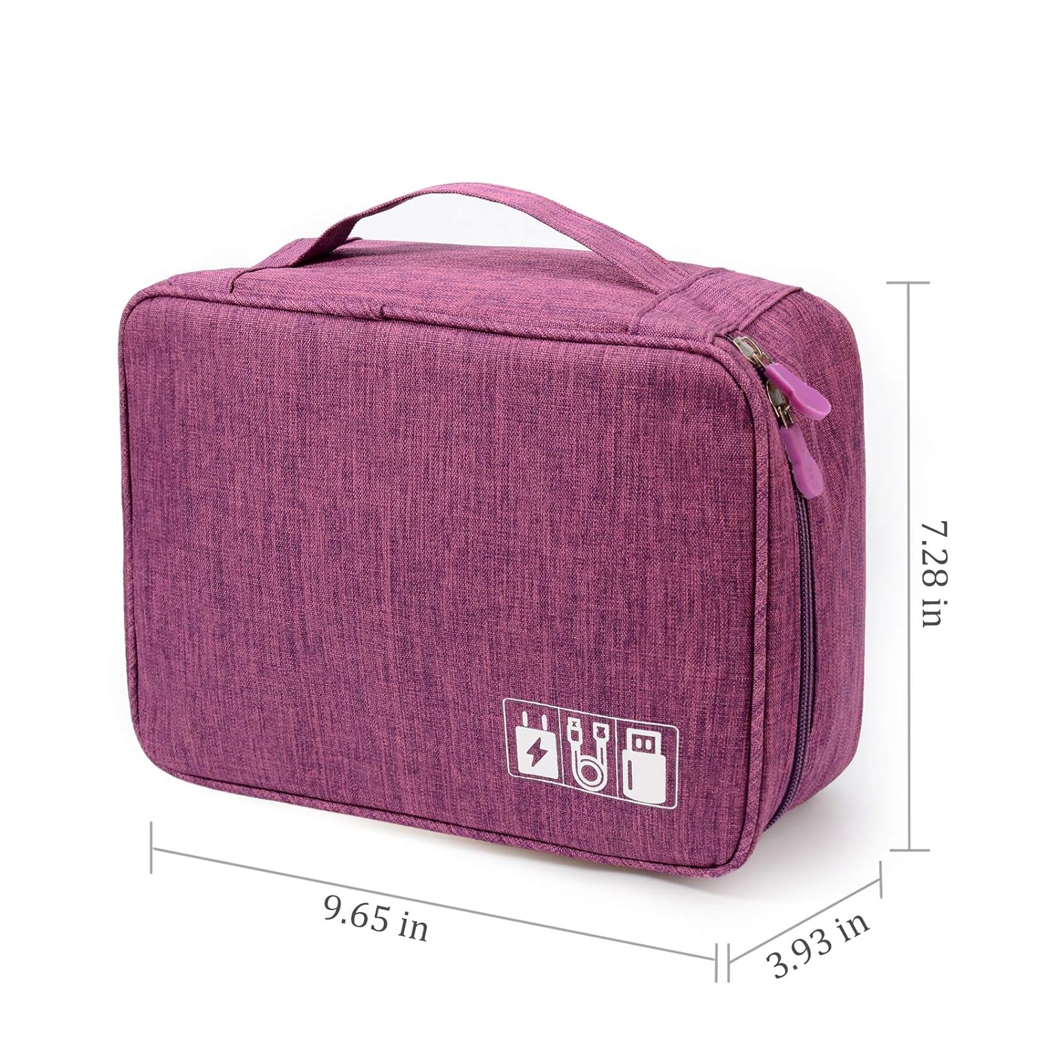 Electronic Organizer Travel Universal Cable Organizer Electronics Accessories Storage Bag Gadget Gear Cases for iPad Mini, Kindle, Smartphone, Cable, Charger, Power Bank, USB, SD Card (Purple)