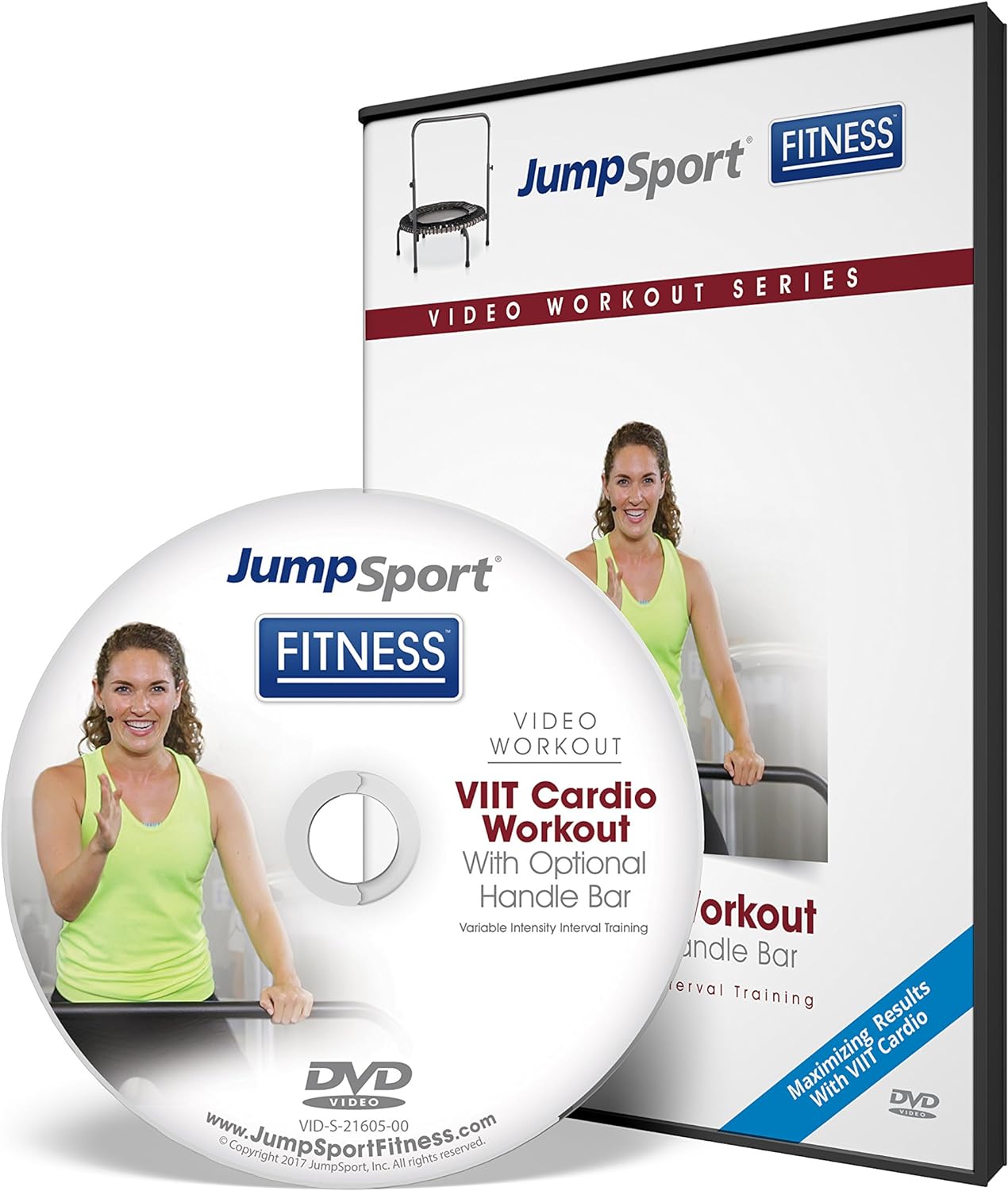 JumpSport Fitness Trampoline Workout DVDs | Cardio Focused | Resistance Bands and Handle Bar Options Available