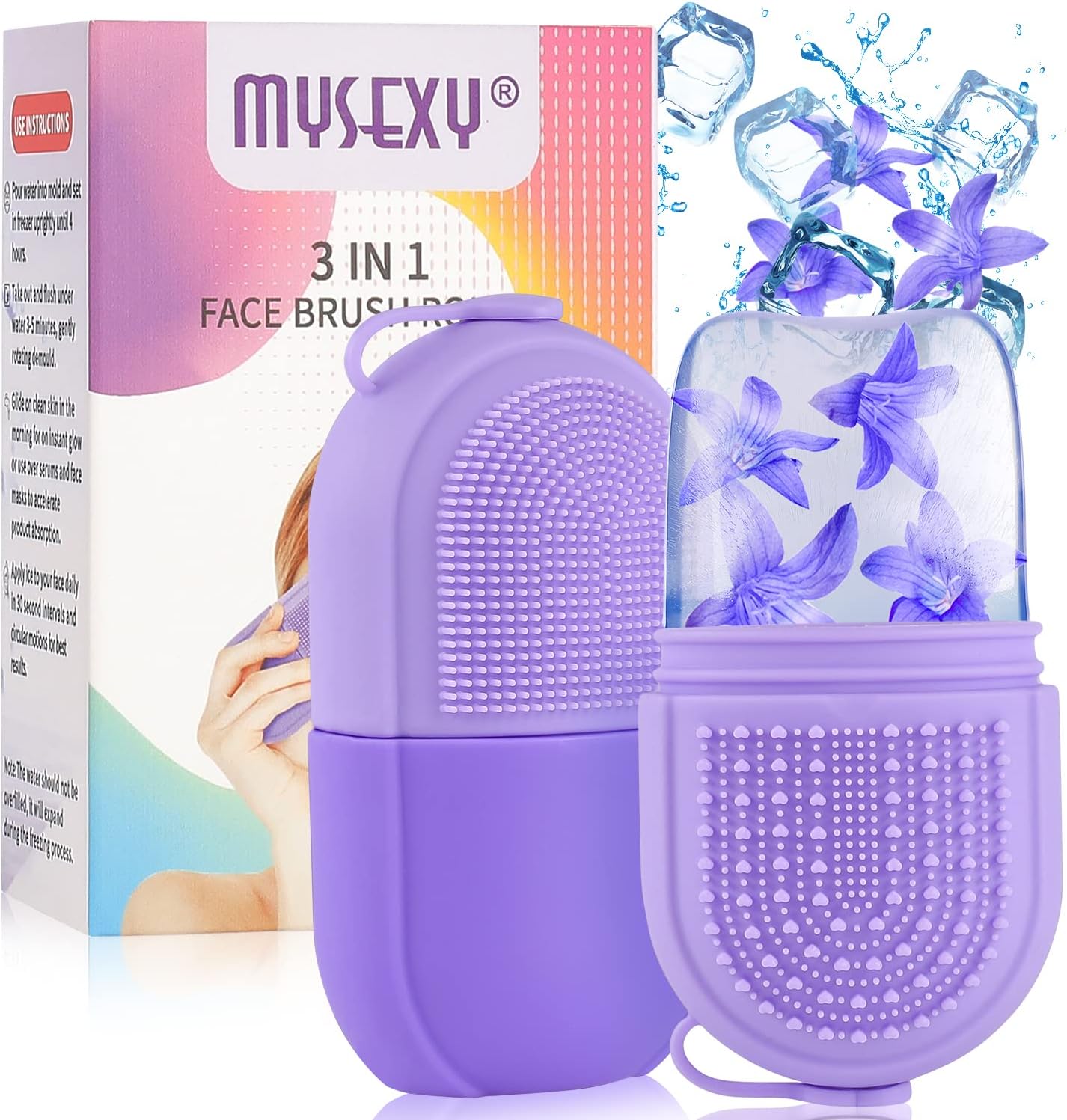 MYSEXY Ice Roller for Face  Eye, Beauty Facial Ice Rollers Ice Holder Mold Face Puffiness Relief Massage Skin Care Tools for Brighten Lubricate Shrink Pores Remove Fine Lines (Purple)
