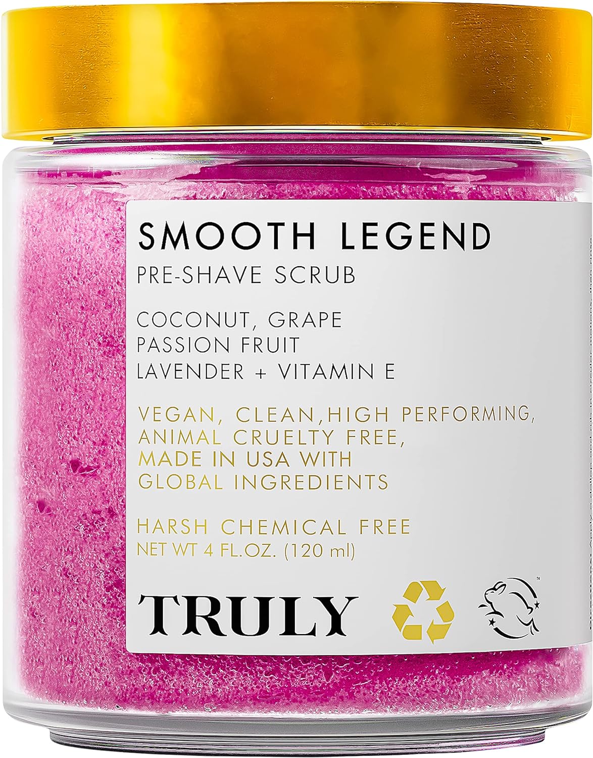 Truly Beauty Smooth Legend Pre-Shave Scrub - Exfoliator for Bikini Area with Ingrown Hair Treatment, Bikini Trimmer Body Scrub and Bikini Hair Removal Scrub - Bikini Exfoliating Scrub - 4 OZ