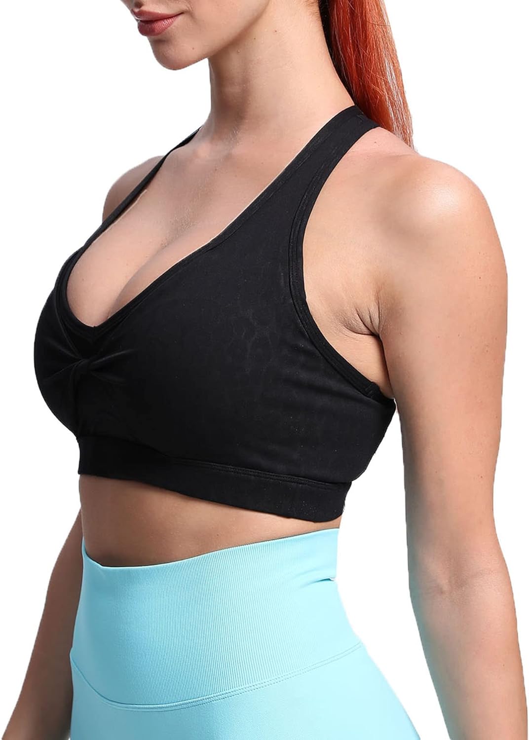 Aoxjox Twist Sports Bras for Women Workout Fitness Training Elegance V Neck Racerback Yoga Crop Tank Top