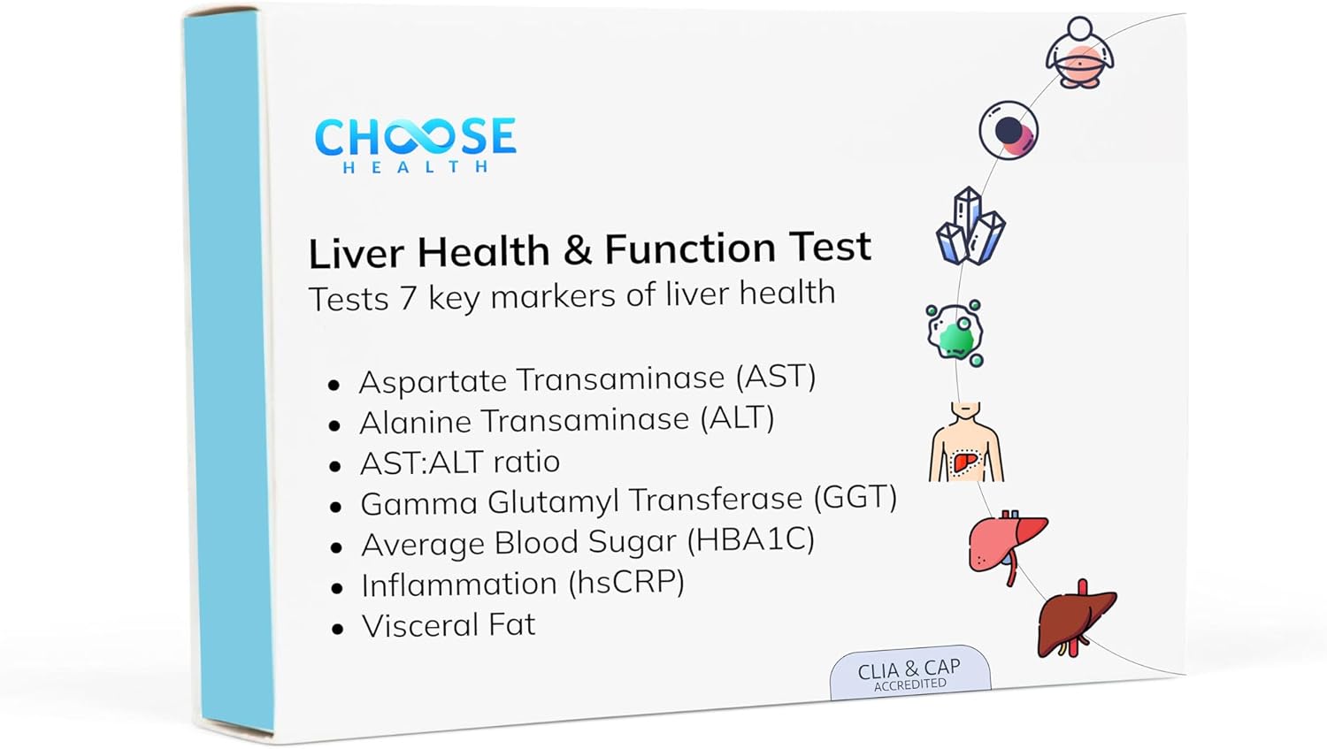 Choose Health 7-in-1 at-Home Liver Health Test | Test and Track Liver Function  Health | AST | ALT | GGT | Blood Sugars | Inflammation and More | Not Avail in NY RI