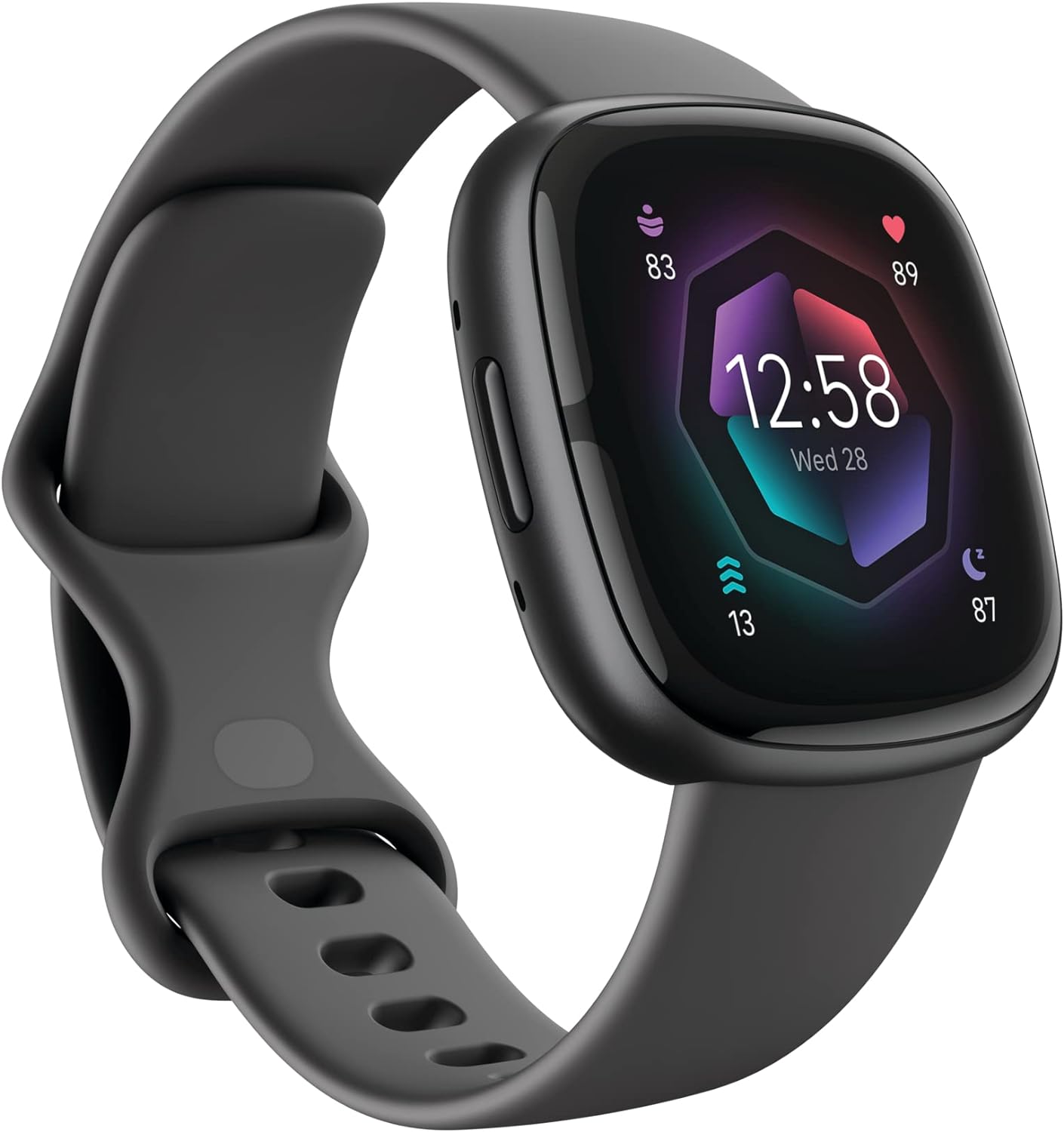 Fitbit Sense 2 Advanced Health and Fitness Smartwatch with Tools to Manage Stress and Sleep, ECG App, SpO2, 24/7 Heart Rate and GPS, Shadow Grey/Graphite, One Size (S  L Bands Included)