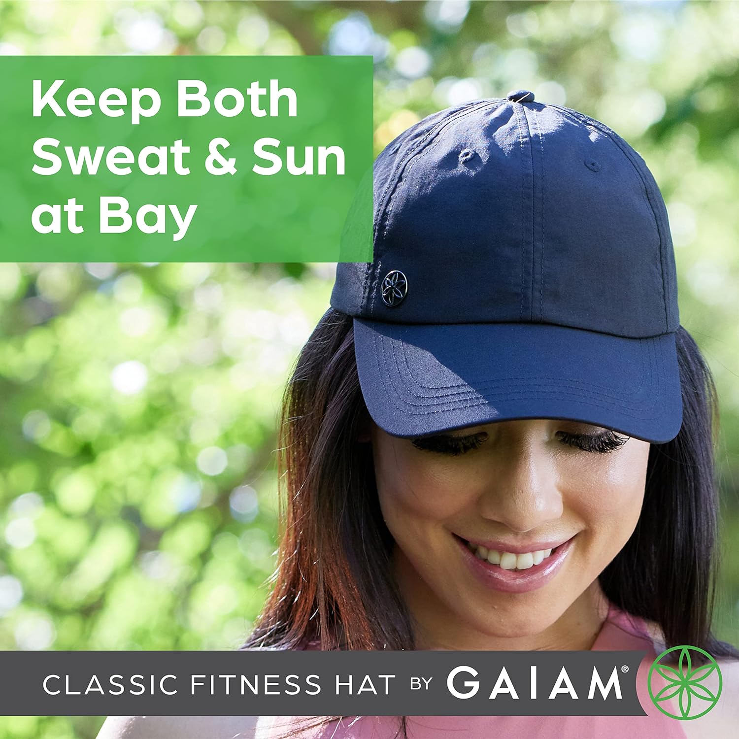 Gaiam Womens Classic Fitness Running Hat - Ponytail Hats with Quick-Dry Sweatband for Hiking  Summer Beach Vacation