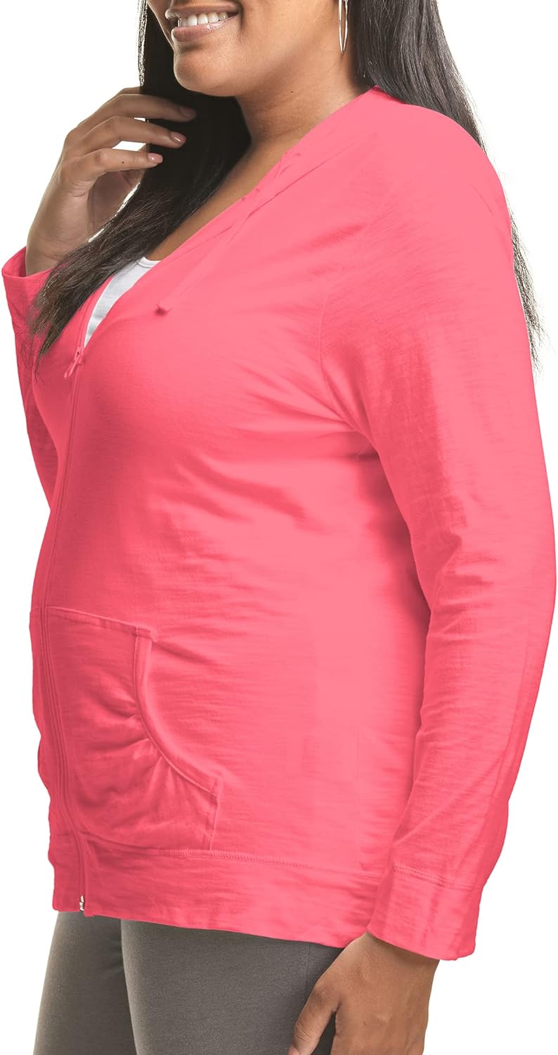 JUST MY SIZE Womens Plus Size Full, Lightweight Zip-up Hoodie