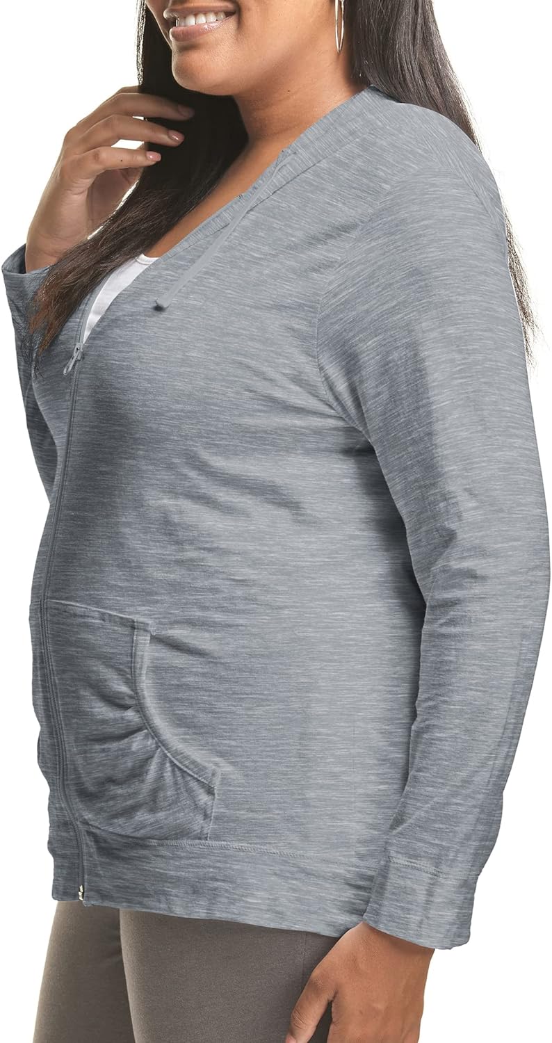 JUST MY SIZE Womens Plus Size Full, Lightweight Zip-up Hoodie