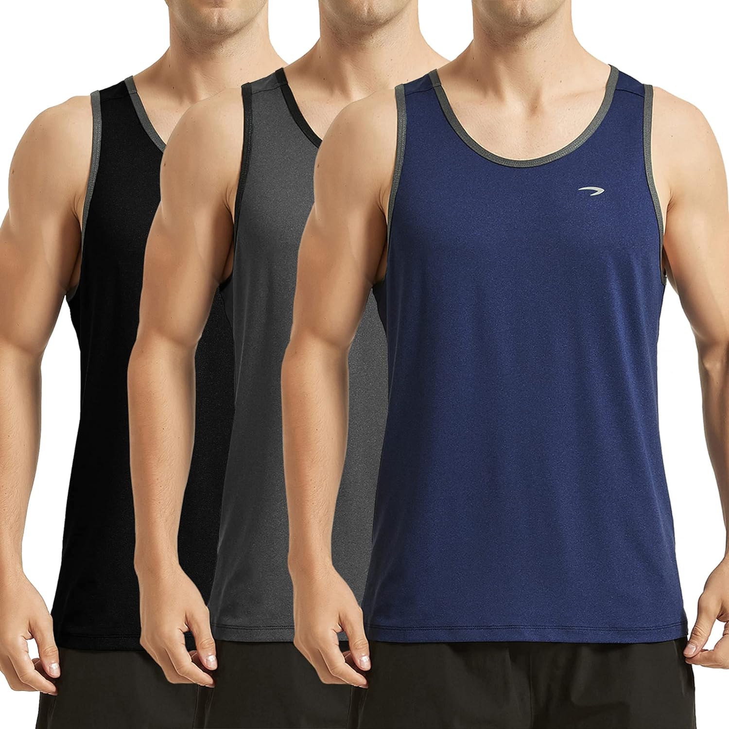 KPSUN Mens Quick Dry Sports Tank Tops Athletic Gym Bodybuilding Fitness Sleeveless Shirts for Beach Running Workout