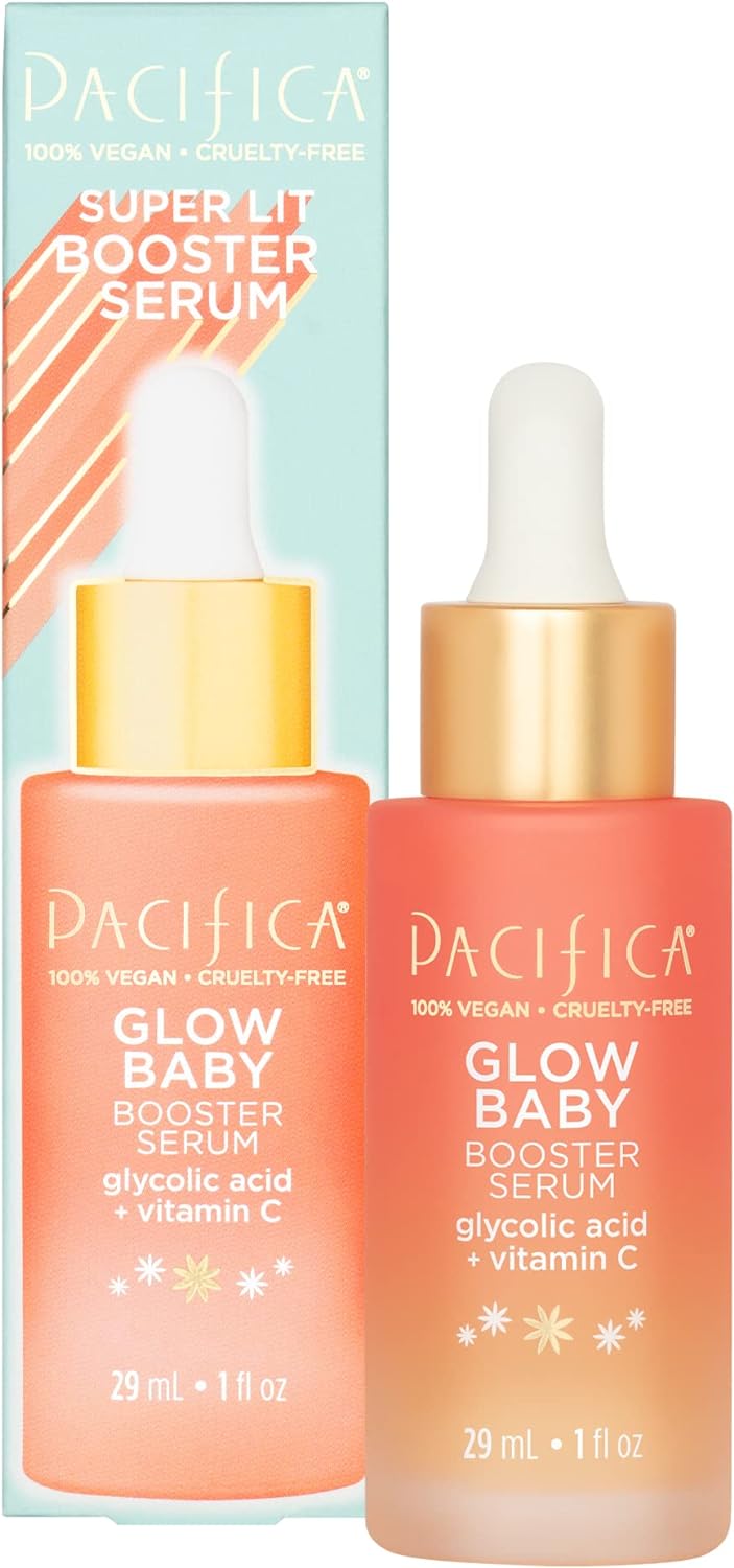 Pacifica Beauty, Glow Baby Booster Serum For Face, Vitamin C and Glycolic Acid, Brightens and Supports, For All Skin Types, Fragrance Free, Clean Skin Care, Vegan  Cruelty Free , 1 Fl Oz