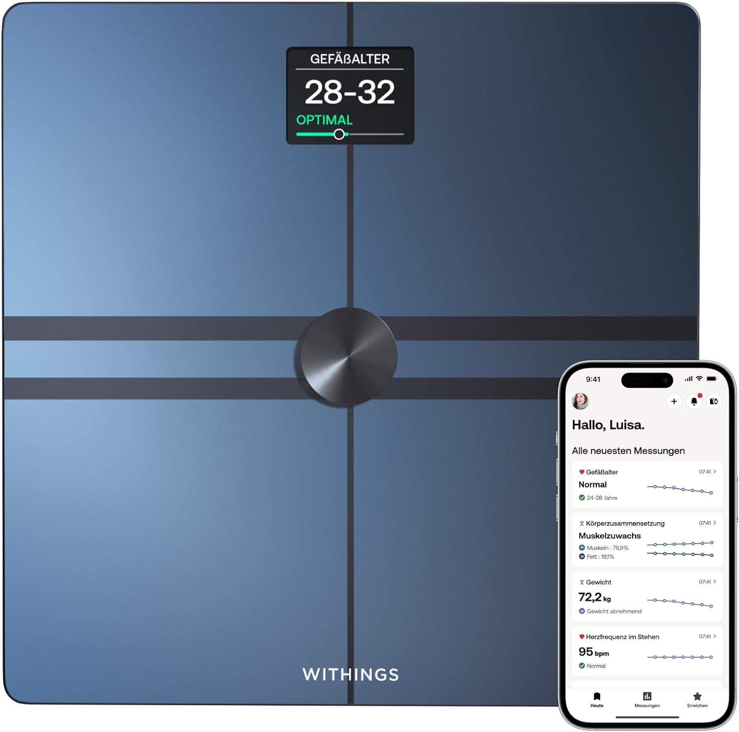 WITHINGS Body Comp - Scale for Body Weight and Complete Body Analysis, Wi-Fi  Bluetooth, Baby Digital Scale, Accurate Visceral Fat, Heart Health, Scales Compatible with Apple, FSA/HSA