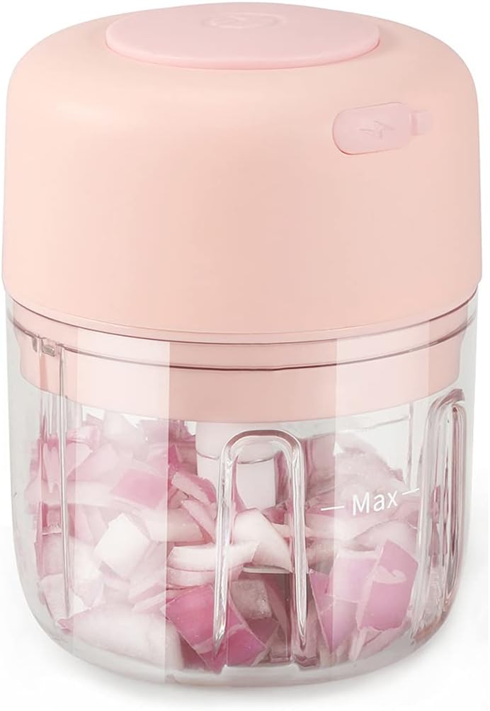 AYOTEE Cordless Electric Small Food Processor, Mini Food Chopper For Garlic Veggie Vegetables Fruit, Salad Mincing  Puree, Kitchen, 1 Cup 250ML, BPA free, Pink